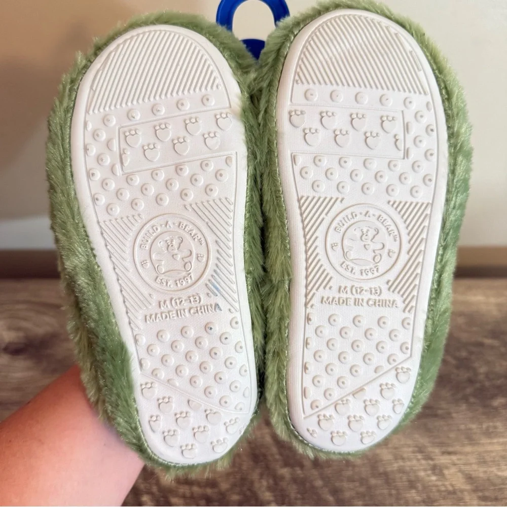 NEW Build a Bear BAB Frankenbear Monster Zombie Halloween Slippers Toddler 12/13